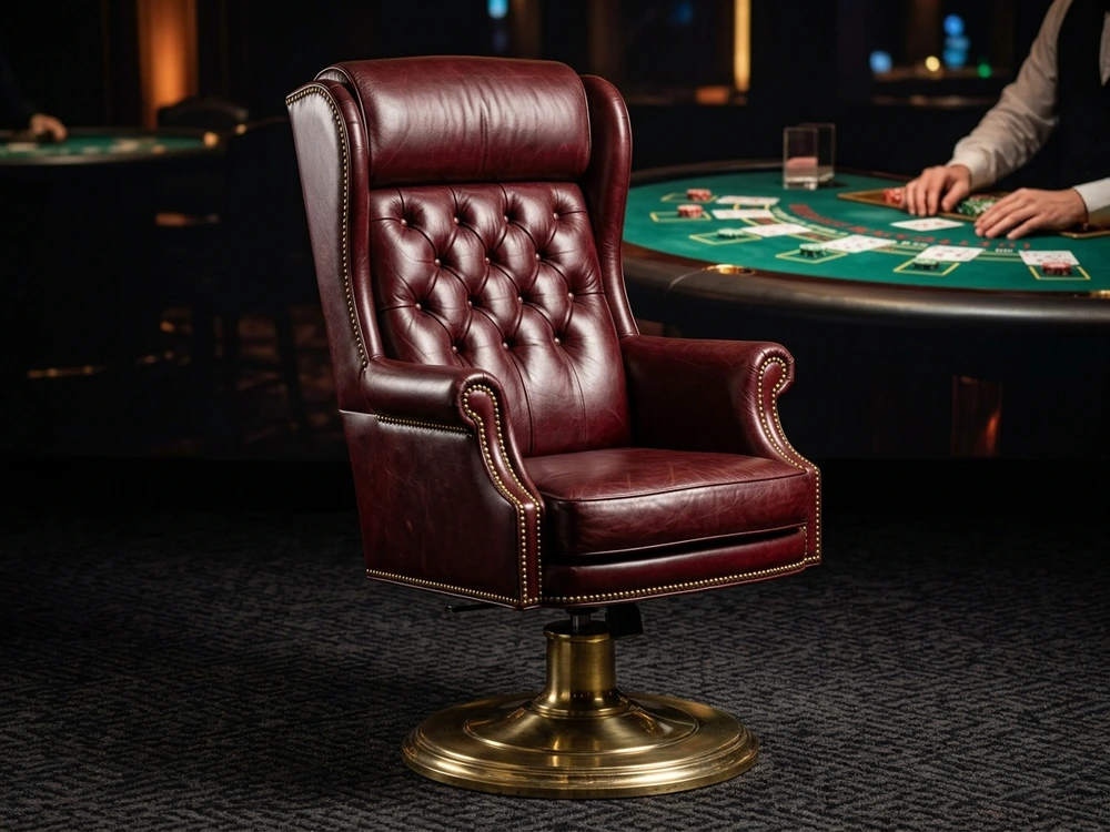 Luxury casino dealer and player armchairs